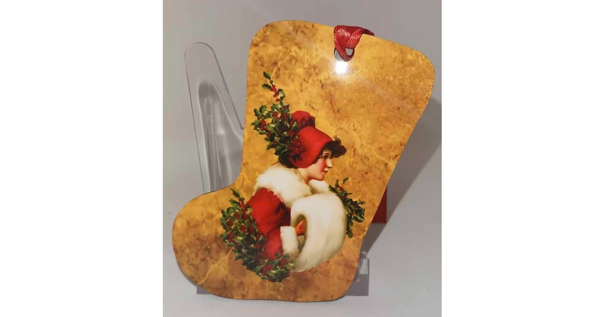 Ancienne Décoration De Noël – Ornement En Forme De Botte Dorée Pour Sapin